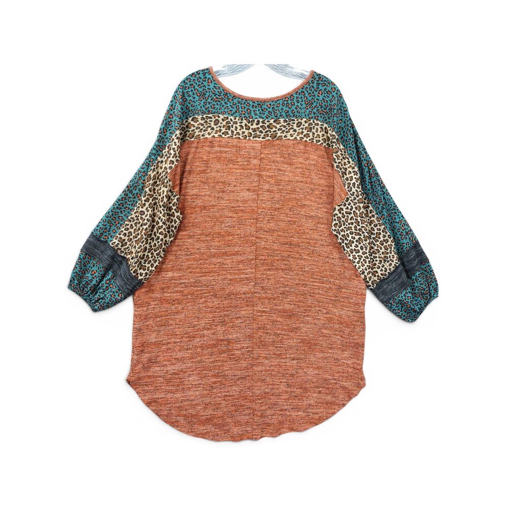 Umgee USA Small Tunic Dress Animal Print Colorblock Pocket Boho Shift Small - Picture 3 of 10